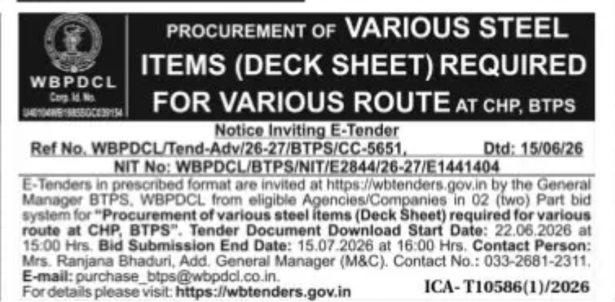 NOTICE INVITING E-TENDER