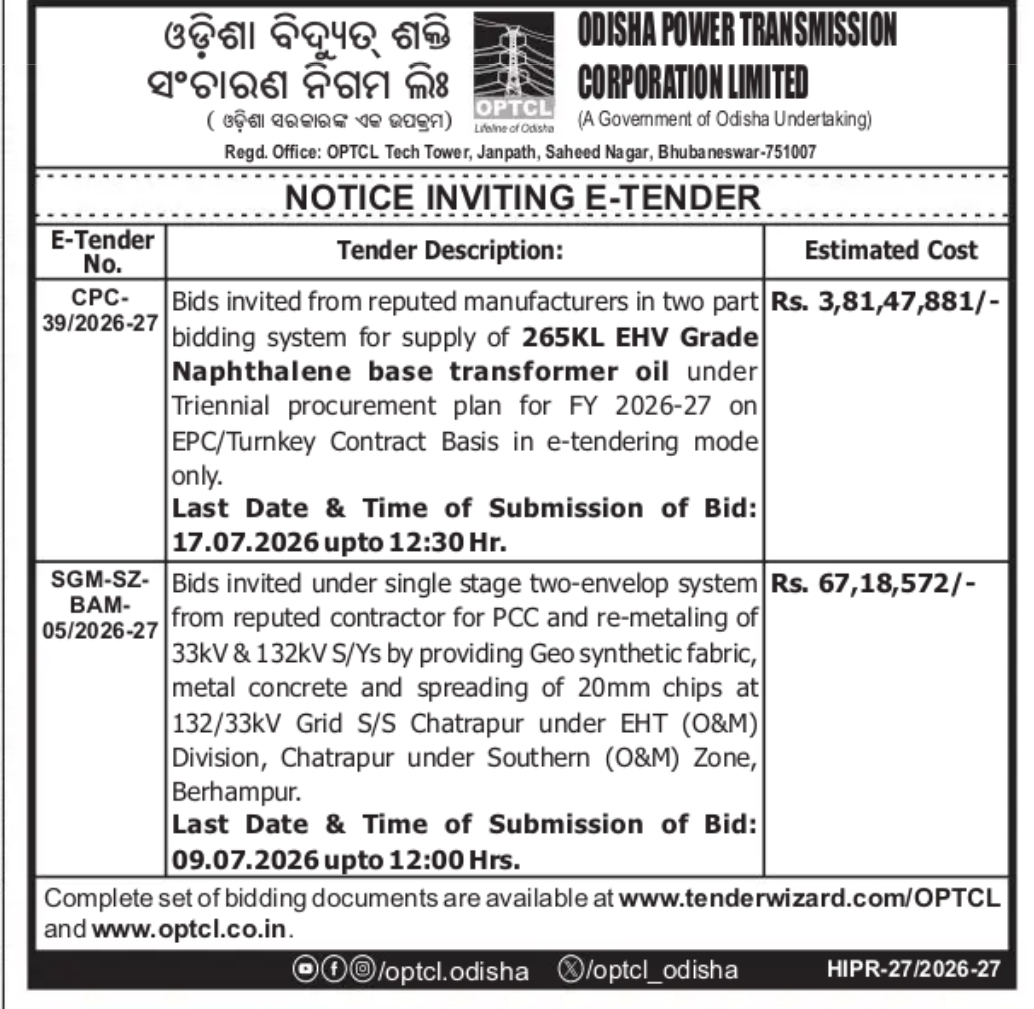 NOTICE INVITING E-TENDER