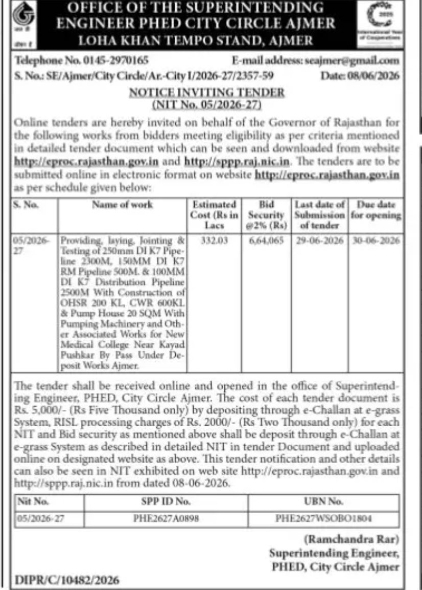 NOTICE INVITING TENDER (NIT No. 05/2026-27)