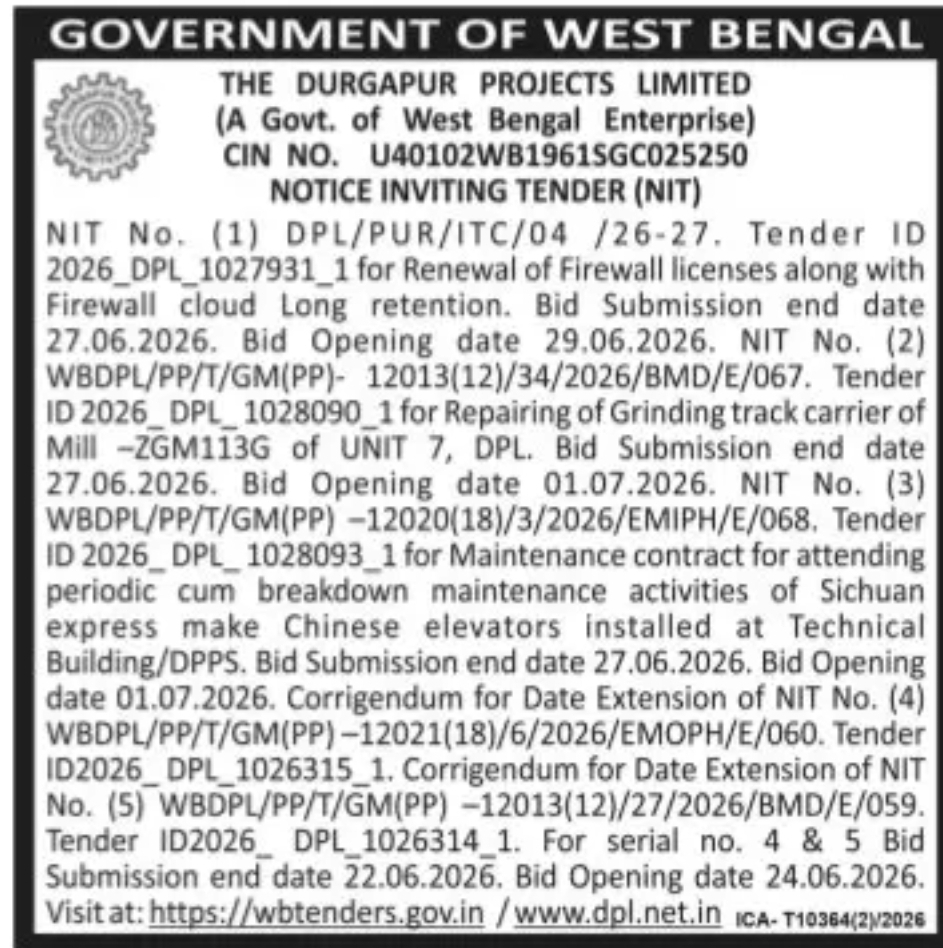 NOTICE INVITING TENDER (NIT)