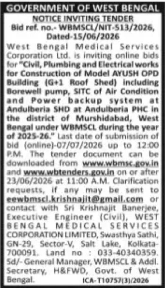 NOTICE INVITING TENDER