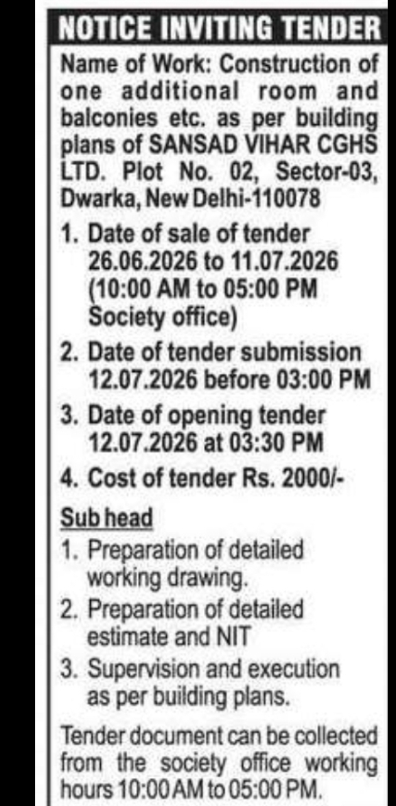 NOTICE INVITING TENDER