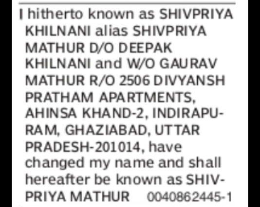 NOTICE OF CHANGE OF NAME