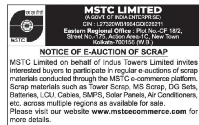 NOTICE OF E-AUCTION – SCRAP MATERIALS