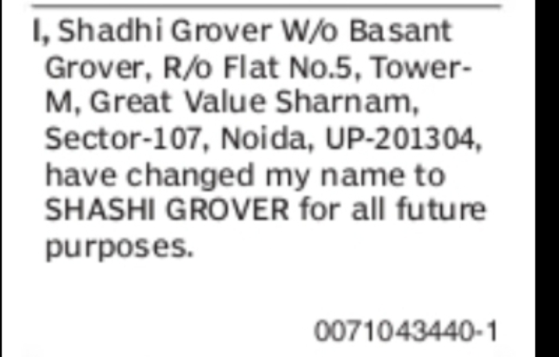 NOTICE OF NAME CHANGE