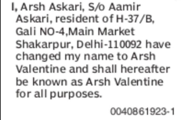 NOTICE OF NAME CHANGE