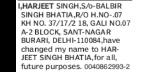 NOTICE OF NAME CHANGE