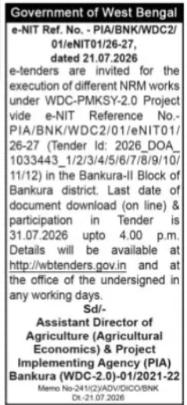 NRM Works Tender under WDC-PMKSY 2.0