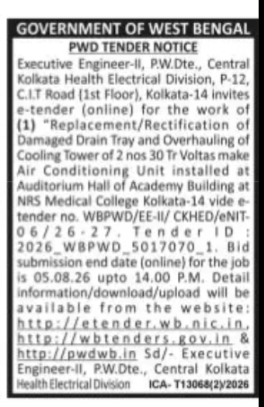 NRS Medical College Electrical Repair Tender – Kolkata