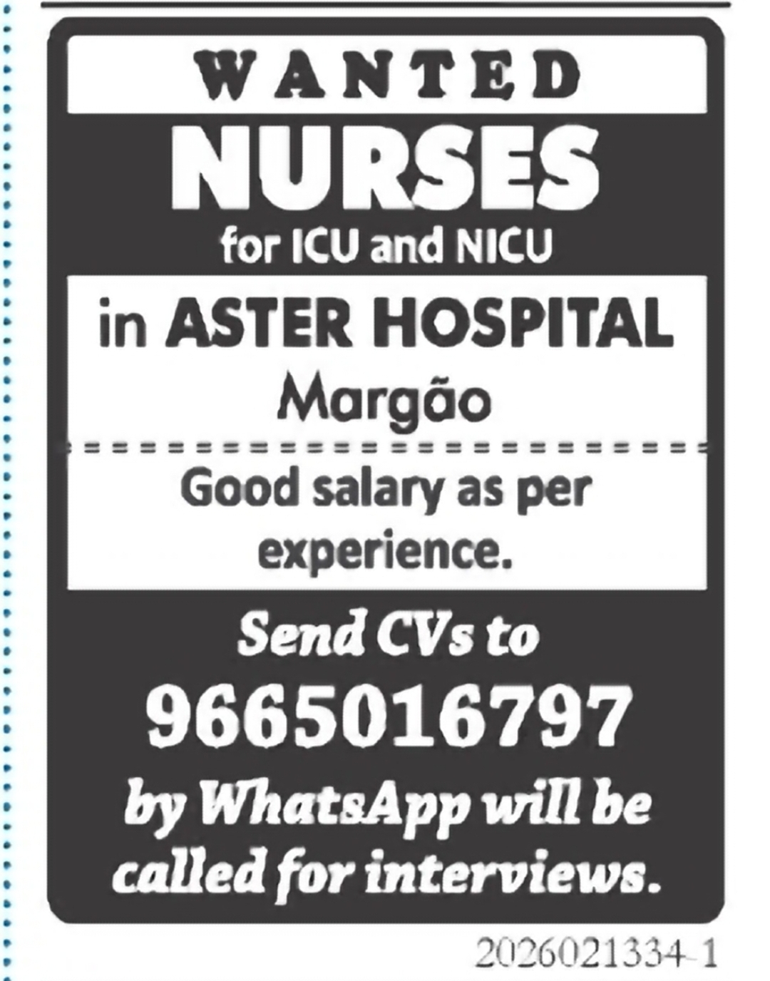 Nurses Required – Aster Hospital
