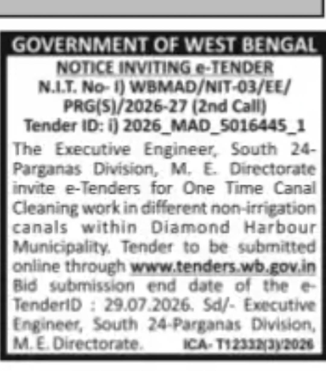 One-Time Canal Cleaning Work in Diamond Harbour Municipality