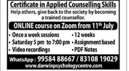 Online Certificate Course in Applied Counselling Skills