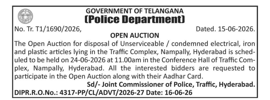OPEN AUCTION NOTICE