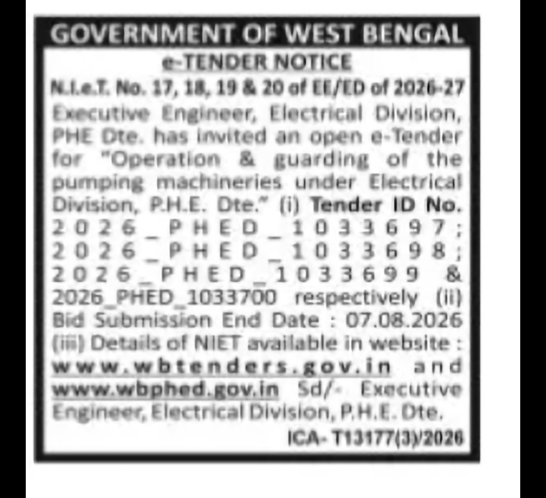 Operation and Guarding of Pumping Machineries under Electrical Division, P.H.E. Directorate