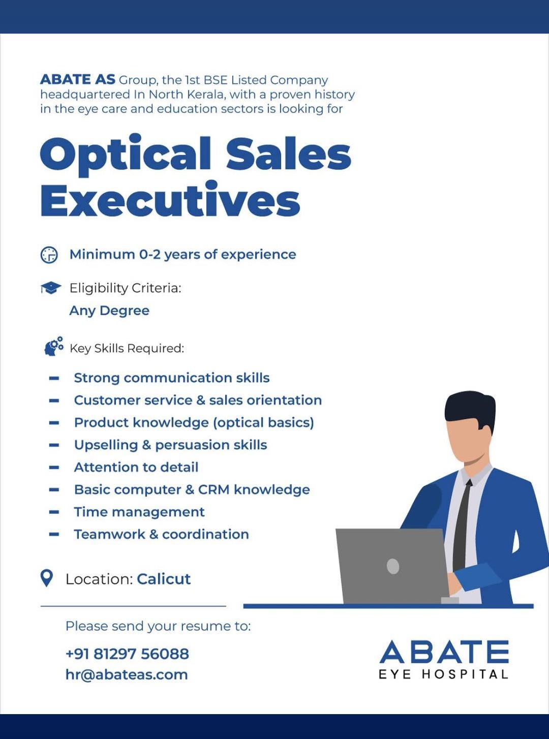 Optical Sales Executive – ABATE AS Group | Calicut