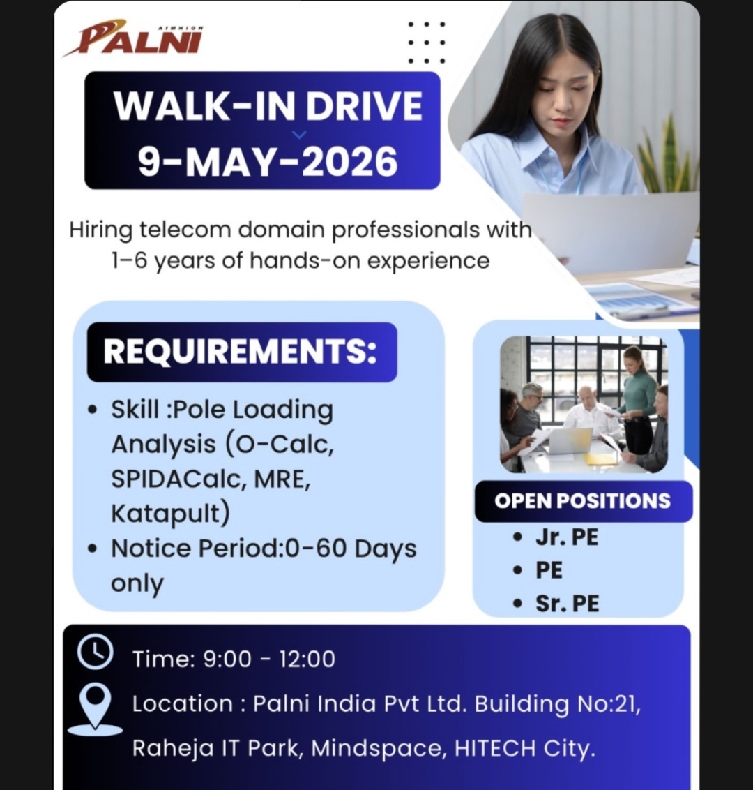 🚨 PALNI INDIA WALK-IN DRIVE – 9 MAY 2026 🚨