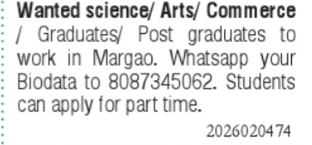 Part Time Work Opportunity