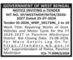 Paschim Medinipur Police Tender – Government Vehicle Repairs