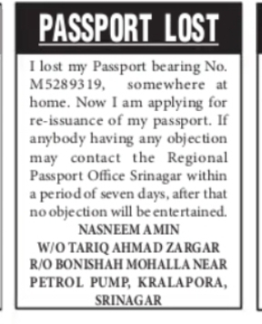 Passport Lost – Nasneem Amin