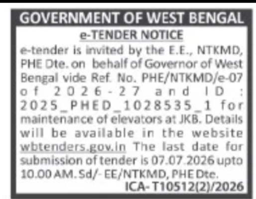 PHE Department (NTKMD) – Elevator Maintenance Work
