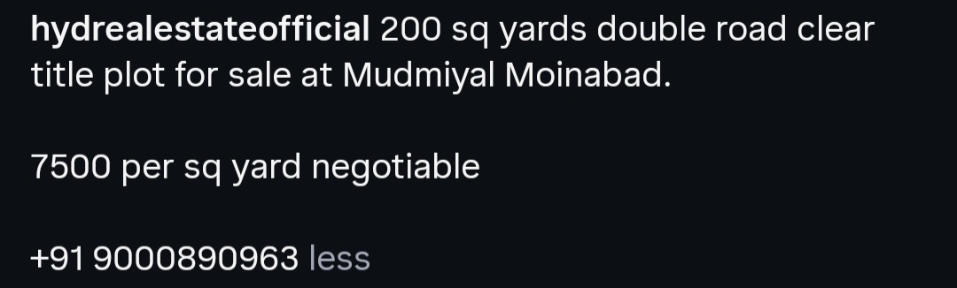 Plot for Sale – Mudmiyal, Moinabad