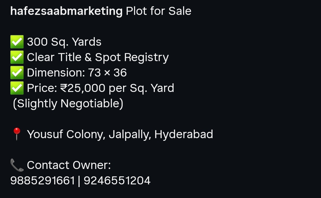 Plot for Sale – Yousuf Colony, Jalpally, Hyderabad