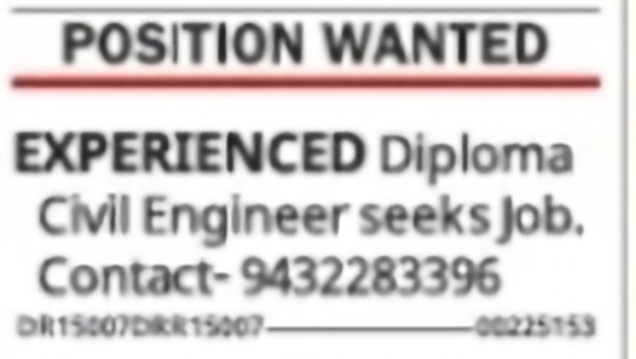 Position Wanted: Civil Engineer
