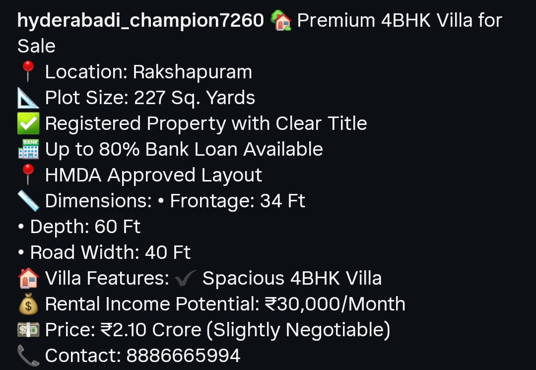 Premium 4BHK Villa for Sale in Rakshapuram