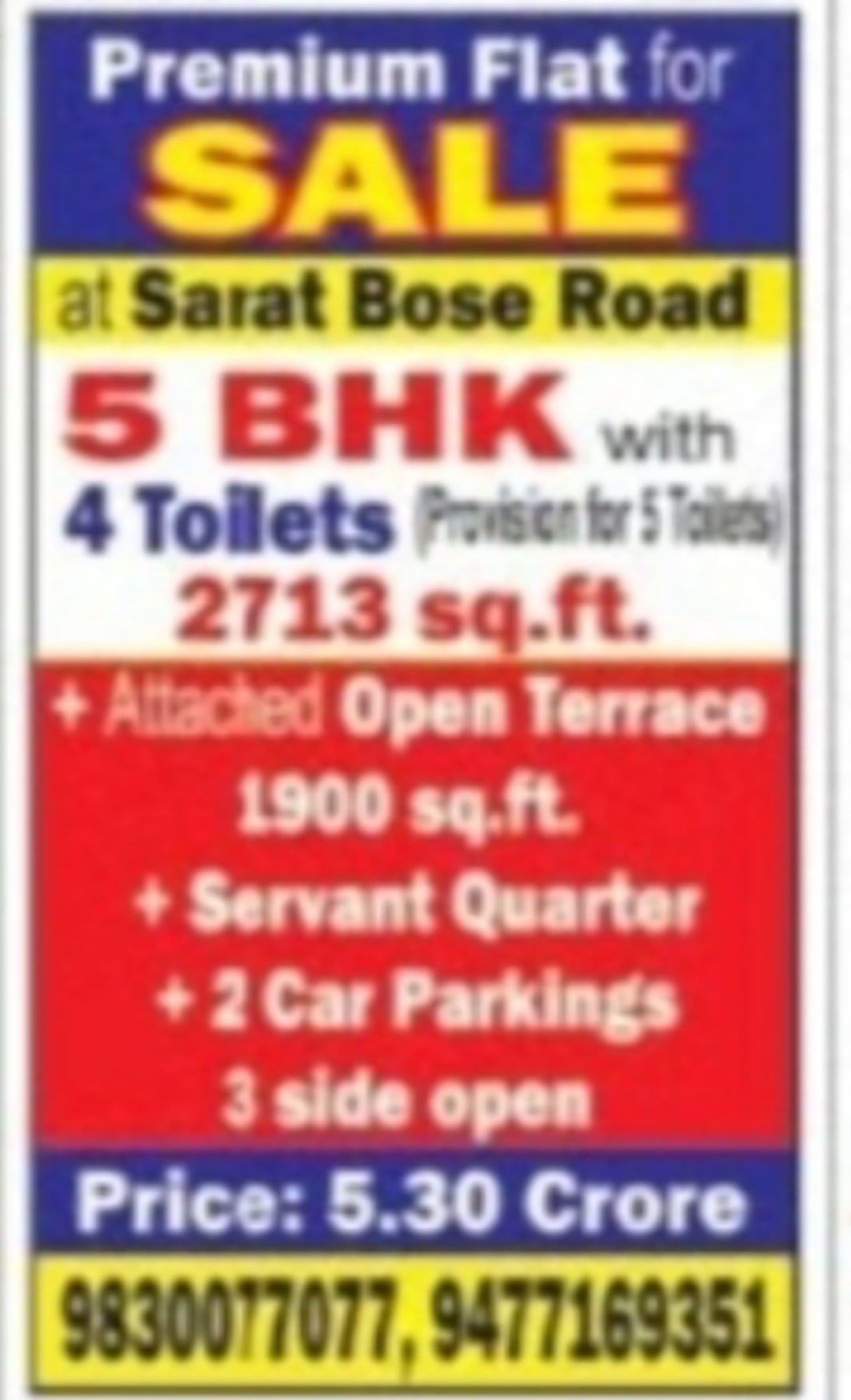 Premium 5BHK Luxury Flat for Sale – Sarat Bose Road