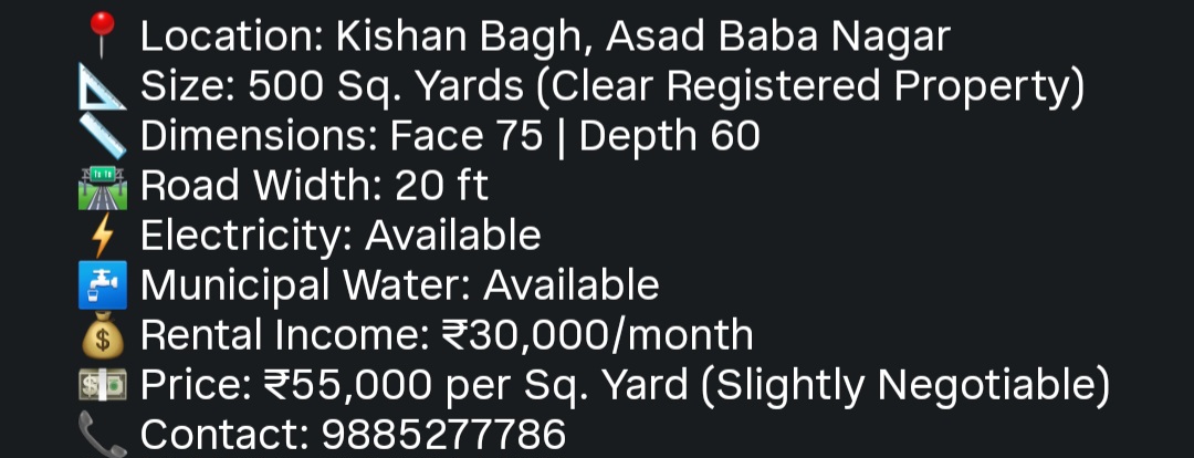 🏡 Premium Property for Sale – Kishan Bagh, Asad Baba Nagar