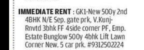 Premium Rental Properties Available in GK-I, Vasant Kunj & Empire Estate, Delhi