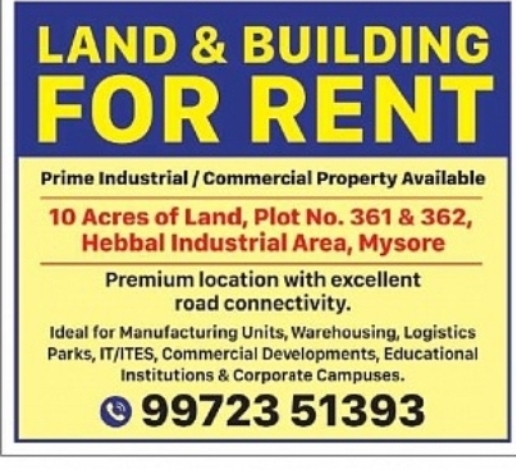 Prime Industrial & Commercial Land for Rent in Mysuru