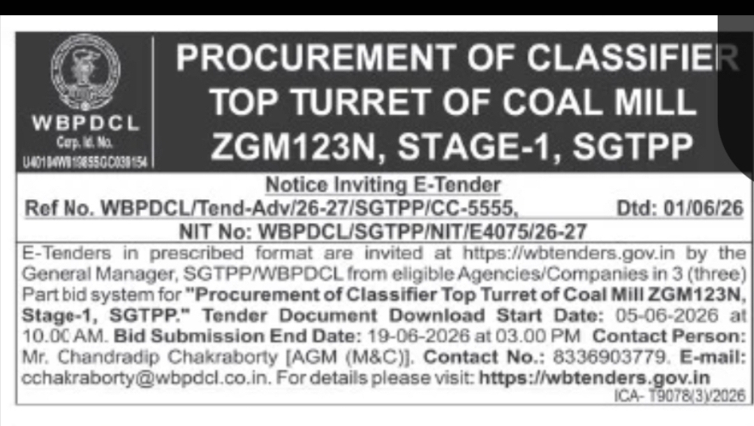 Procurement of Classifier Top Turret of Coal Mill ZGM123N, Stage-I, SGTPP
