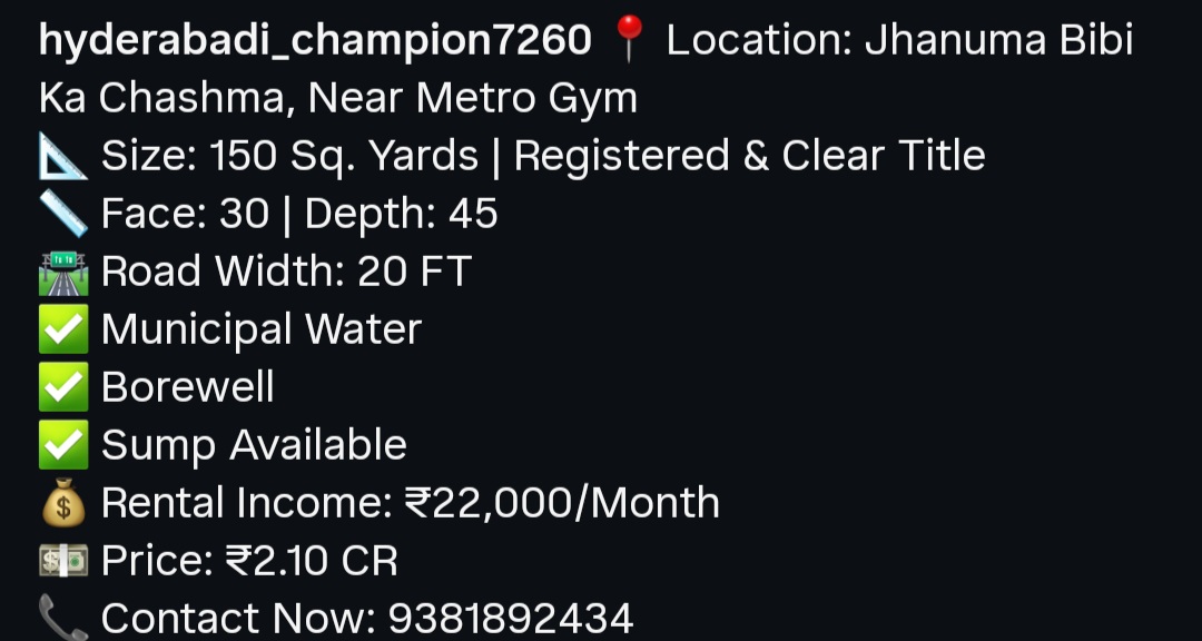 Property for Sale – Jhanuma Bibi Ka Chashma, Near Metro Gym
