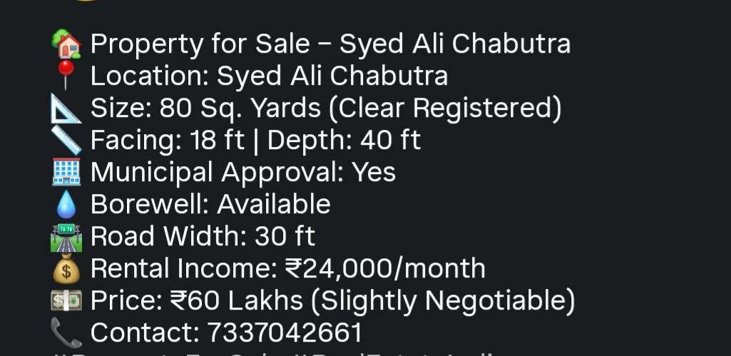 🏠 Property for Sale – Syed Ali Chabutra