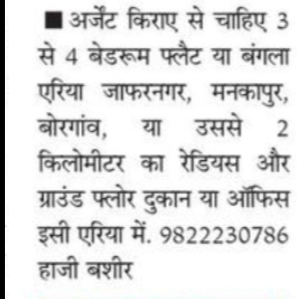 Property Required on Rent