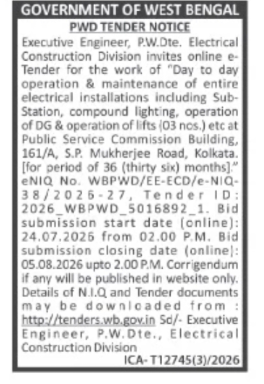 PSC Building Electrical Maintenance Tender