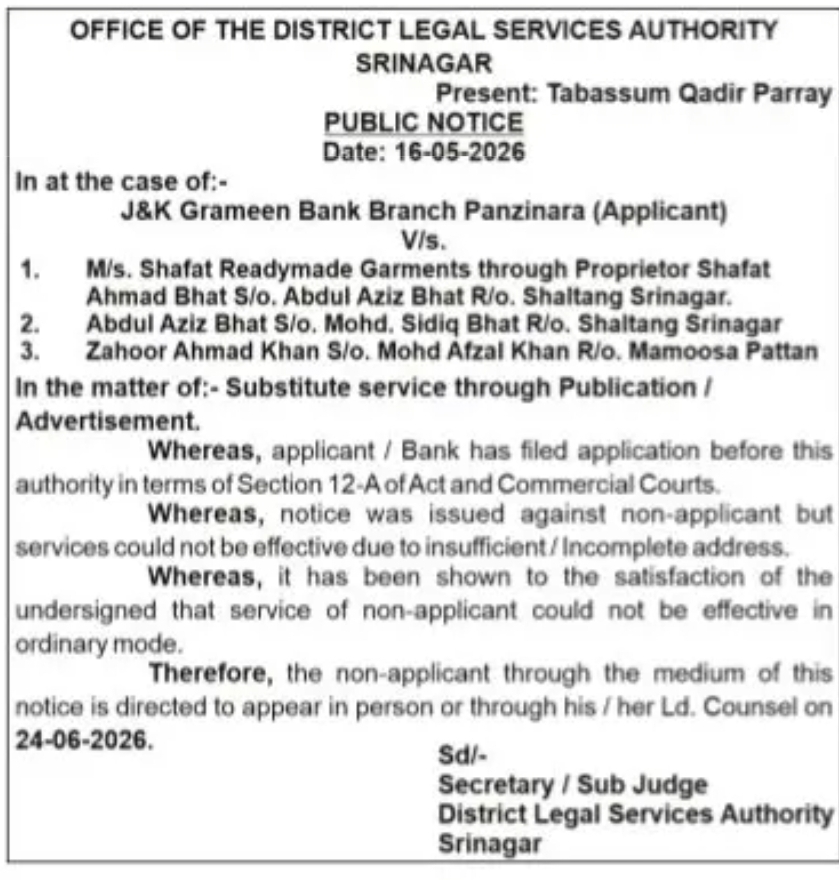 PUBLIC NOTICE