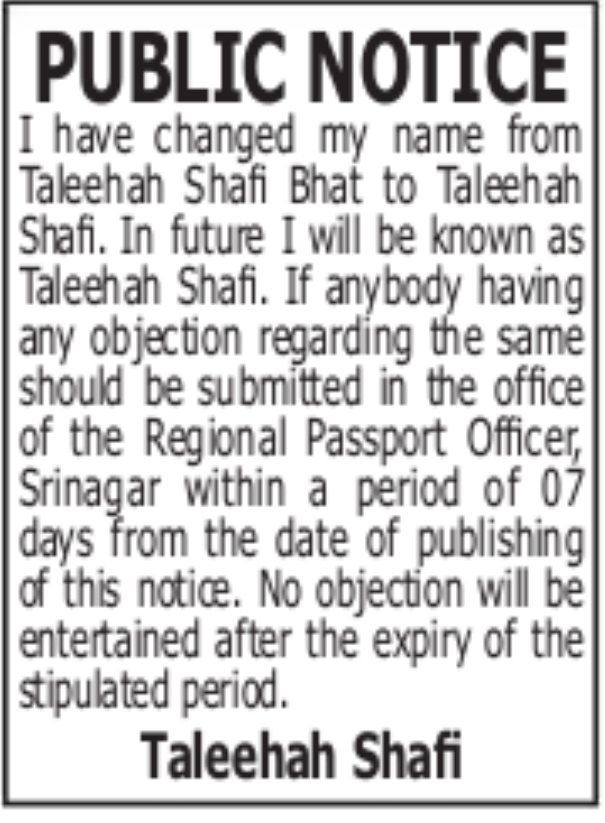 PUBLIC NOTICE