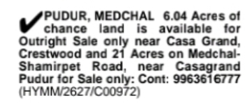 📍Pudur, Medchal – Prime Land for Sale