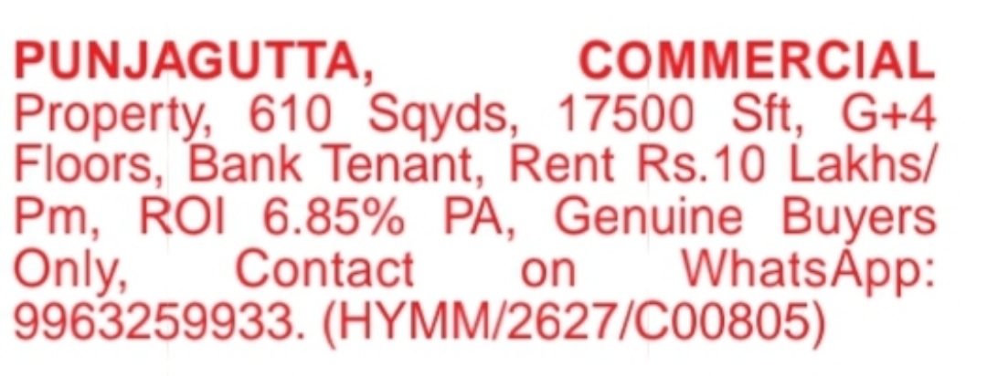 Punjagutta Commercial Building (Sale – Investment Property)
