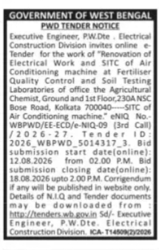 PWD – Electrical Renovation & AC Installation Work