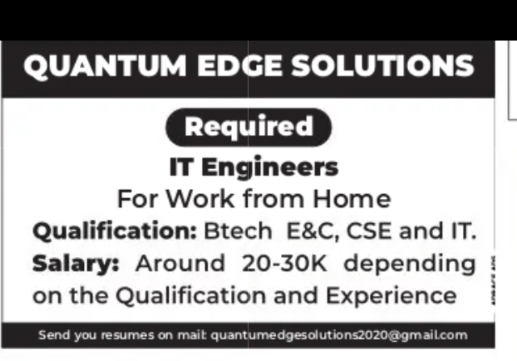 QUANTUM EDGE SOLUTIONS – IT Engineers (Work From Home)