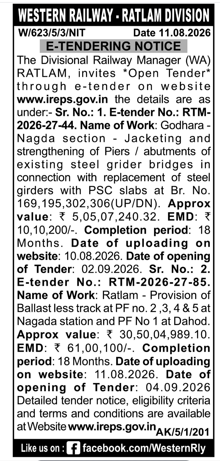 Railway E-Tender Notice – Ratlam Division