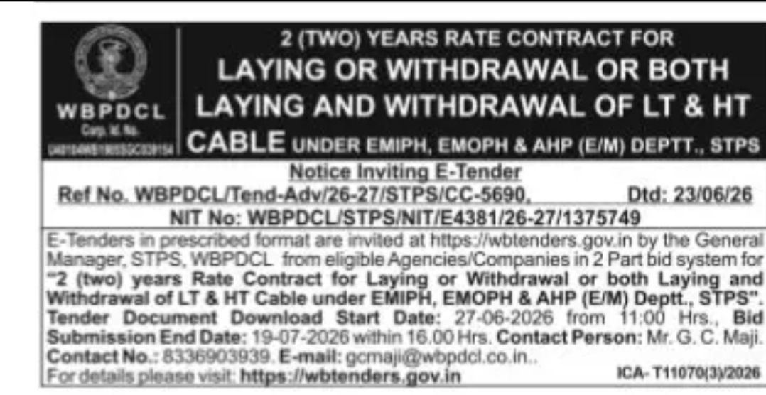 Rate Contract for Laying and Withdrawal of LT & HT Cable – STPS