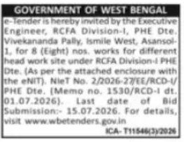 RCFA Division-I, Asansol – Deposit Works (8 Nos.)