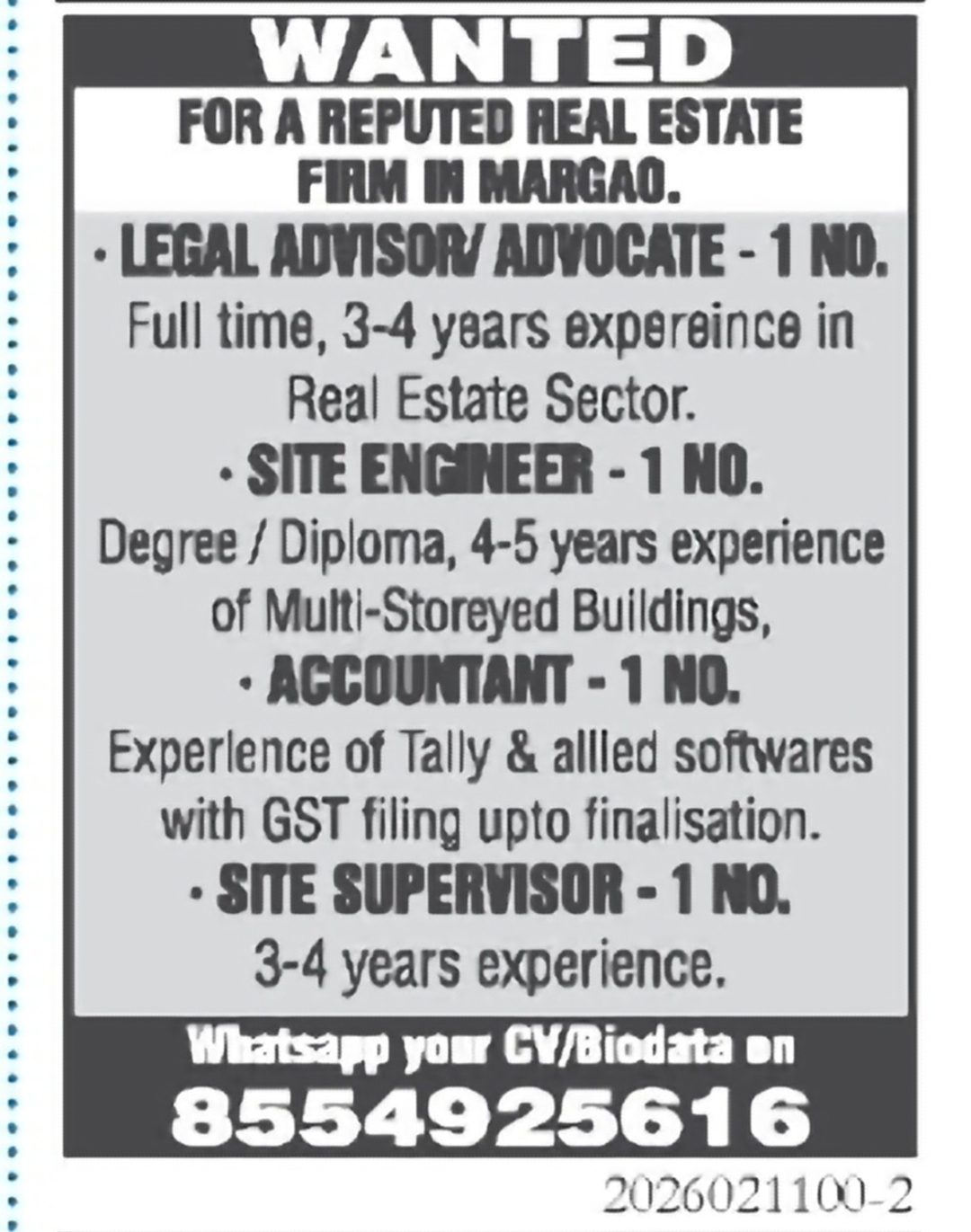 Real Estate Firm Hiring – Multiple Positions