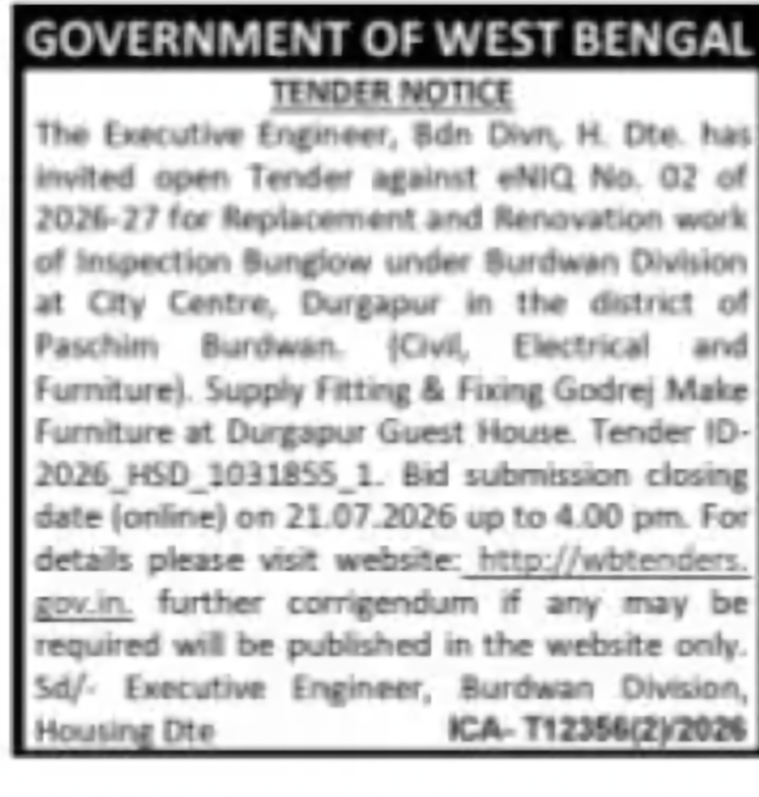 Renovation and Furniture Supply Work at Durgapur Guest House