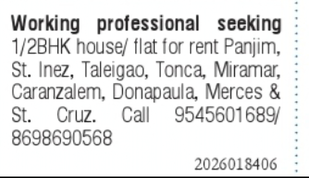 Rental House Wanted – Panjim & Nearby Areas