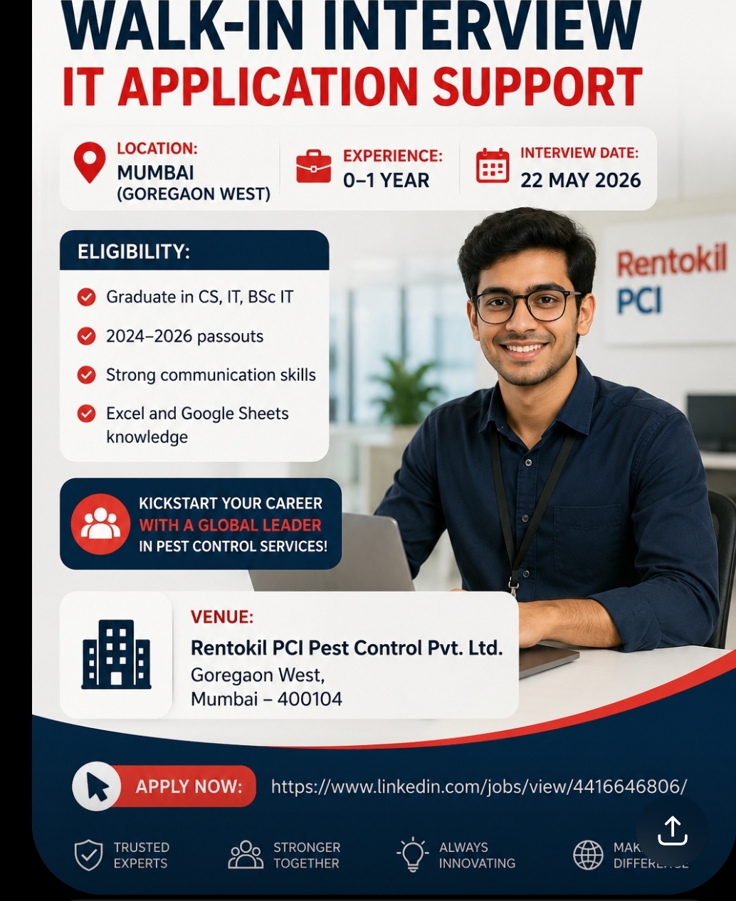 Rentokil PCI Walk-in Interview – IT Application Support